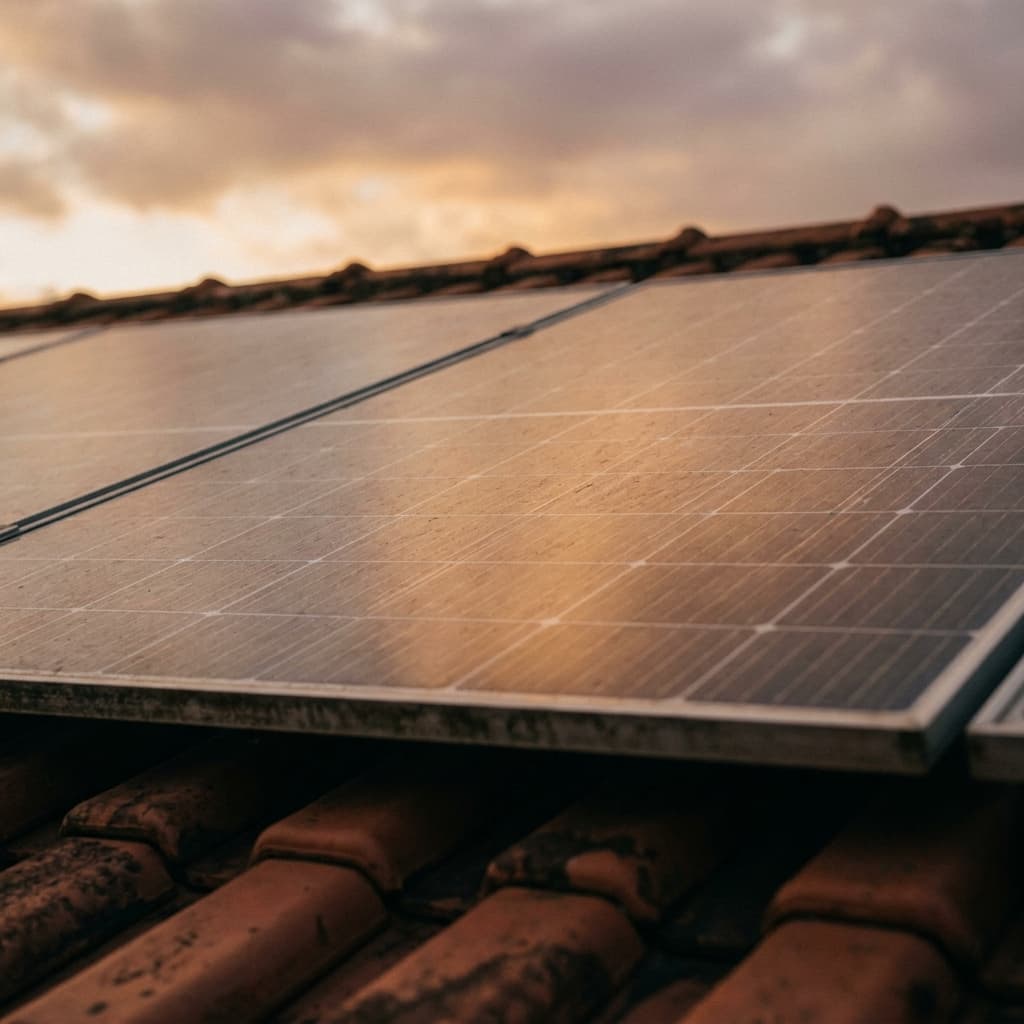 Painéis solares no telhado